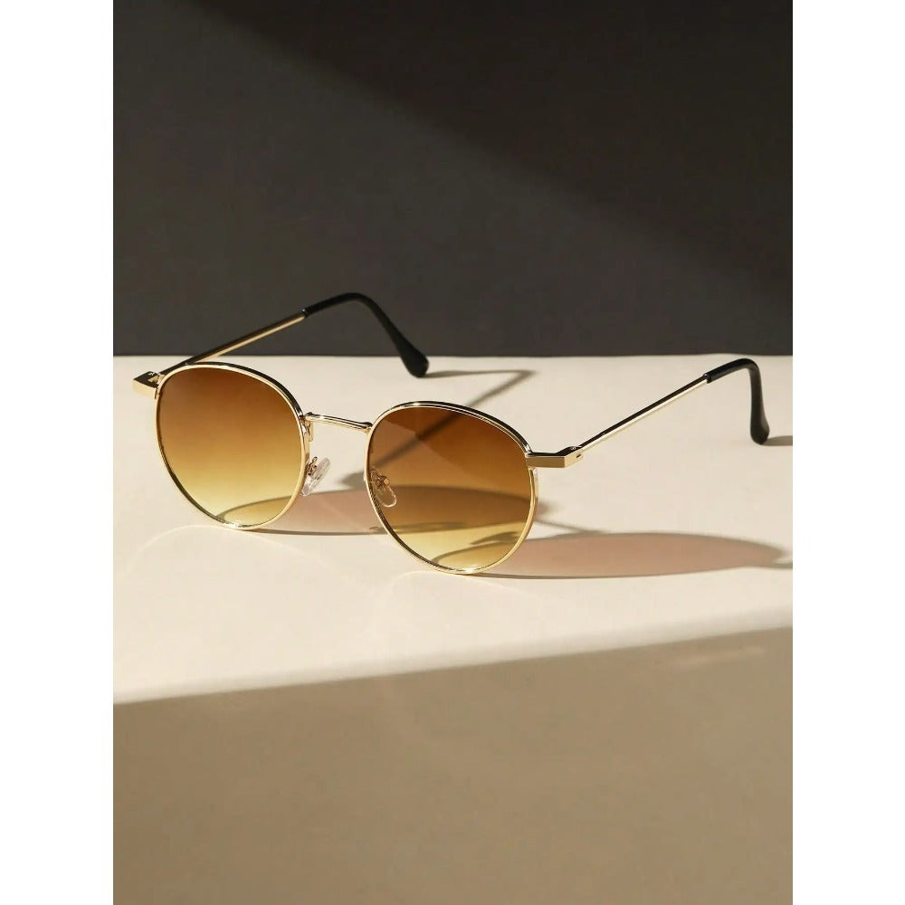 Two-Piece Metal Round Frame Retro Glasses | Unisex, Trendy, Driving, Fashion, Lightweight, Neutral, Zinc Alloy Frame, PC Lenses