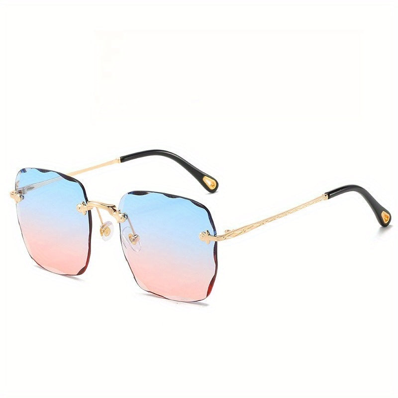 Stylish Frameless Square Glasses with a Gradient Color Change, Perfect for Both Men And Women