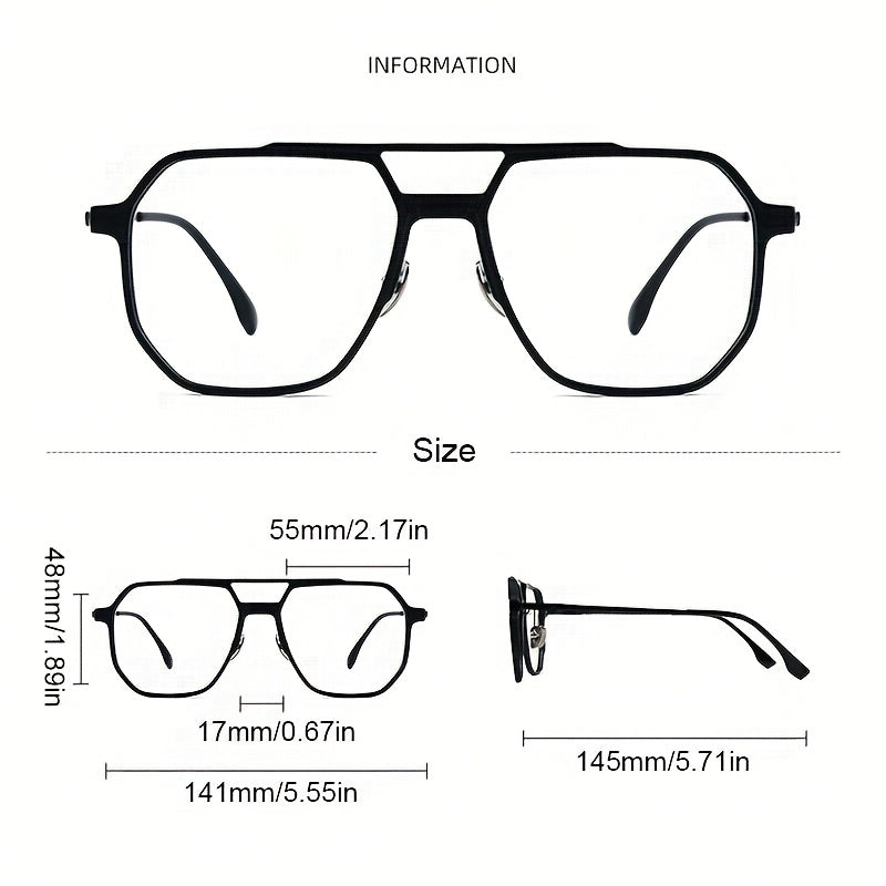 3in 1 fashionable neutral large-frame double-bridge glasses, suitable for large faces