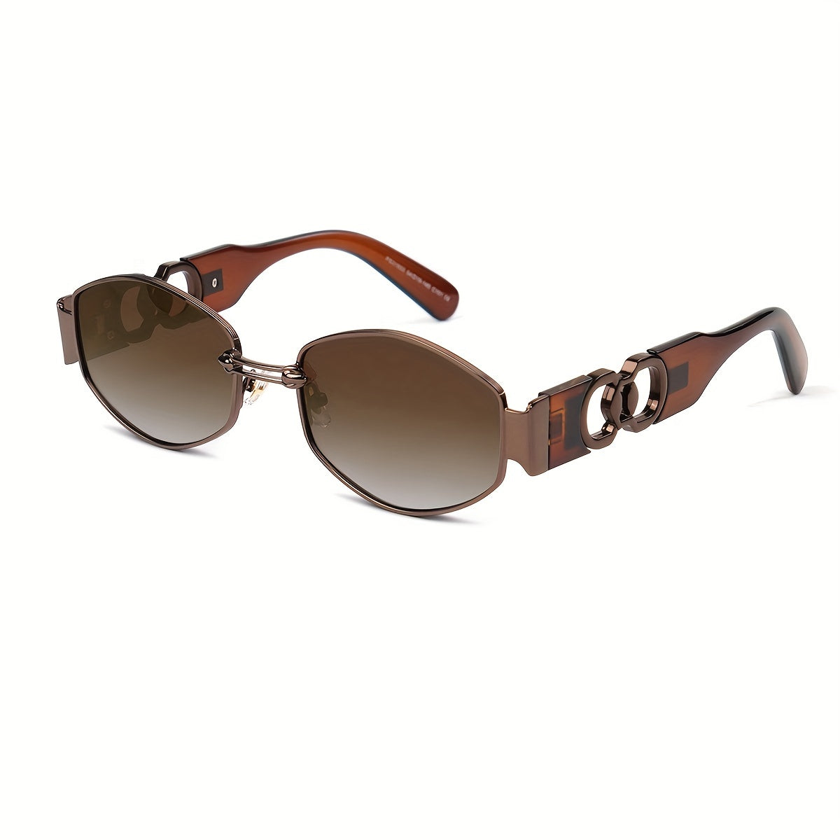 Vintage Oval Narrow Frame Sunglasses for Women and Men, Hexagonal Golden Metal Sunglasses with UV Protection