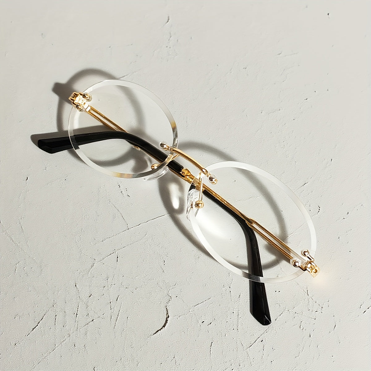 2D Flat - Trendy Oval-Shaped Glasses with Lenses, Suitable for Everyday Use, Unisex Design