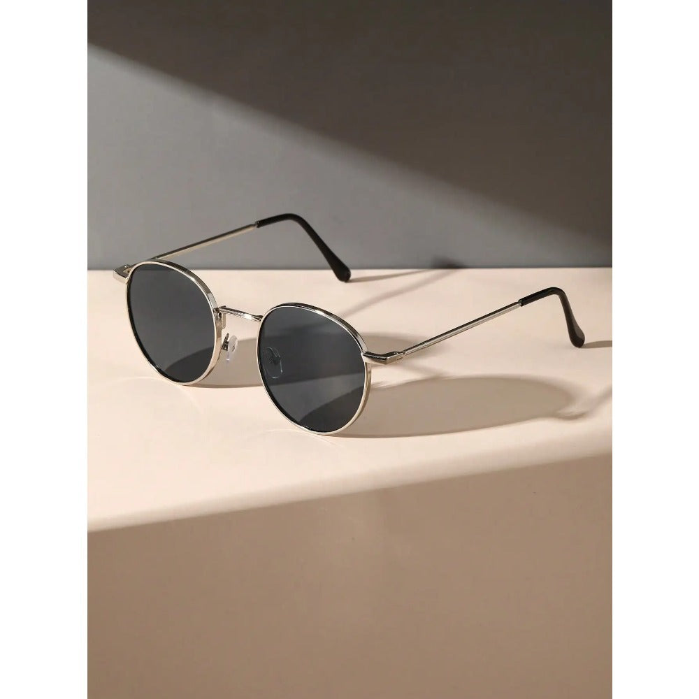 Two-Piece Metal Round Frame Retro Glasses | Unisex, Trendy, Driving, Fashion, Lightweight, Neutral, Zinc Alloy Frame, PC Lenses