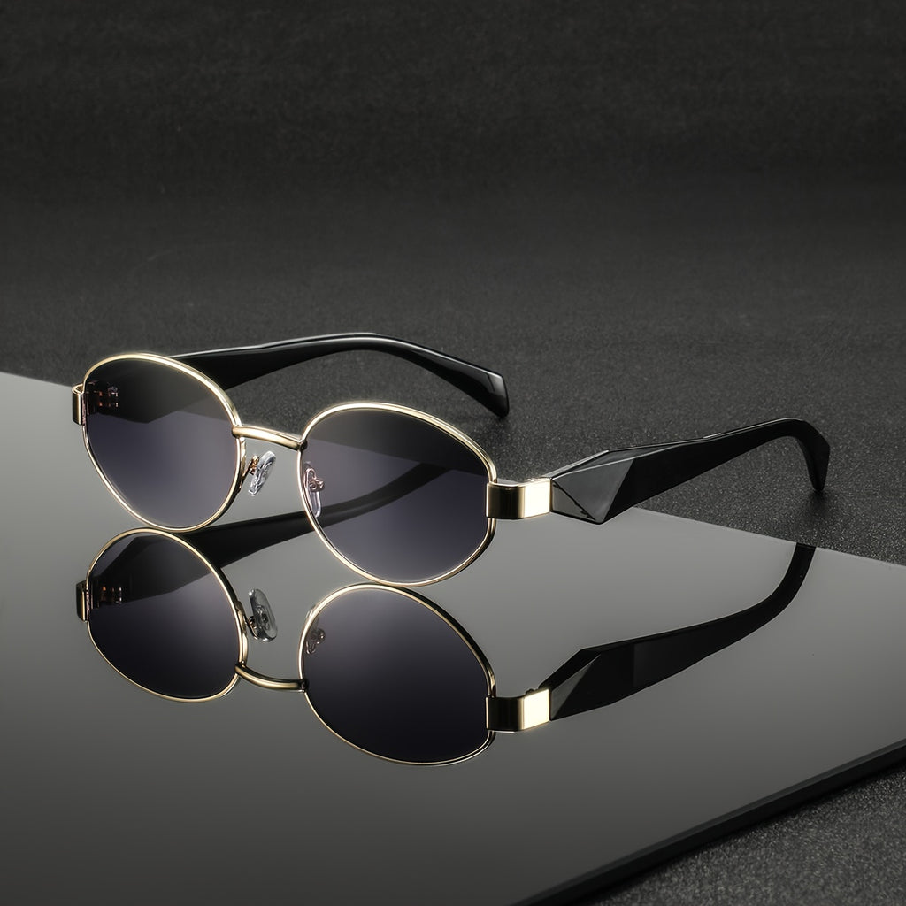 1 Pair of Men'S Metal Oval, Small, Exquisite, High-End, Temperament, Versatile, Literary Style, Lightweight, Trendy, Casual, Personalized, Fashionable Glasses