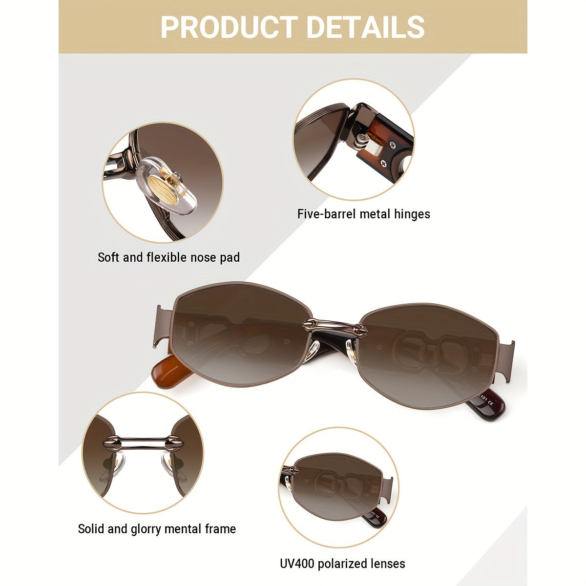 2pcs Retro Oval Unisex Fashion Sunglasses - Golden Metal Frame with Black Polarized Lenses + Brown Metal Frame with Gradient Brown Polarized Lenses - Ideal for Casual, Travel & Party - Perfect for Couples, Friends & Family