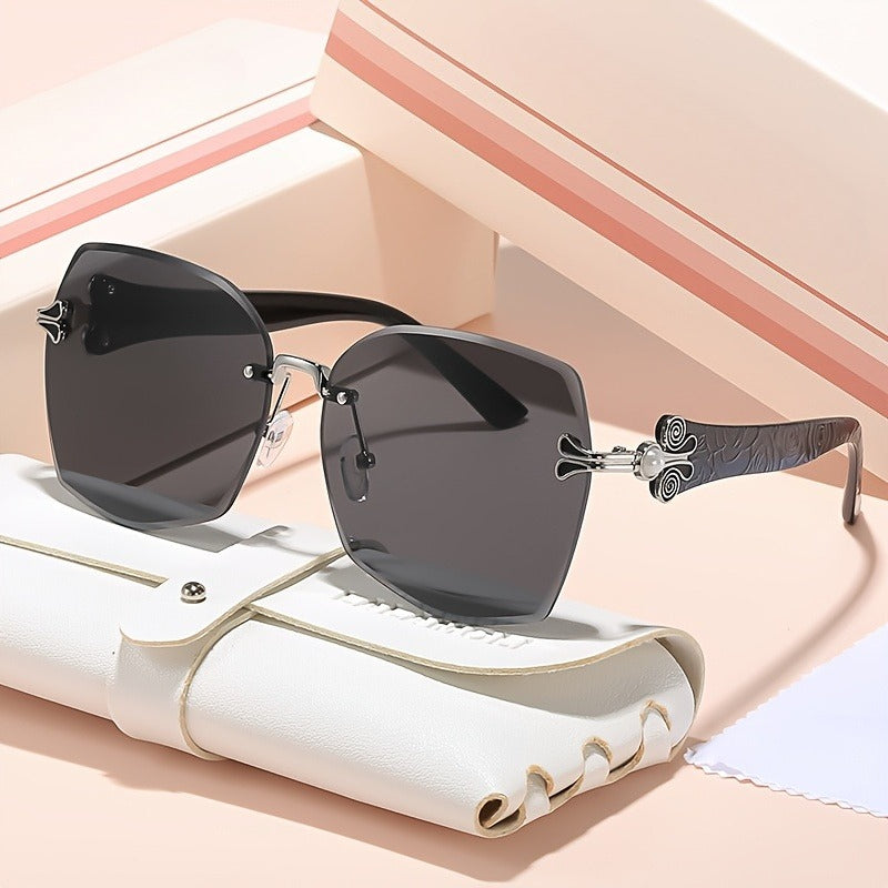 Ladies' Extra Large Square Frame | Turtle Shell Pattern Reflective Anti-glare Durable Urban Style Holiday Gift with Case and Lens Cloth