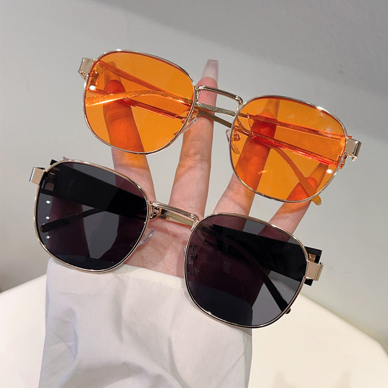 Cross-border New European and American Style Metal Oval Frame Fashion Light Luxury Retro High-end