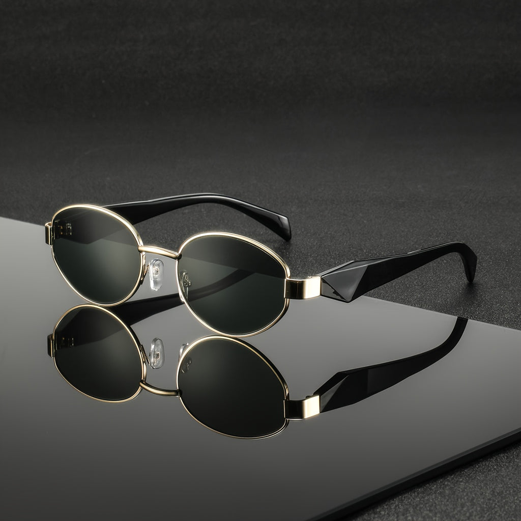 1 Pair of Men'S Metal Oval, Small, Exquisite, High-End, Temperament, Versatile, Literary Style, Lightweight, Trendy, Casual, Personalized, Fashionable Glasses