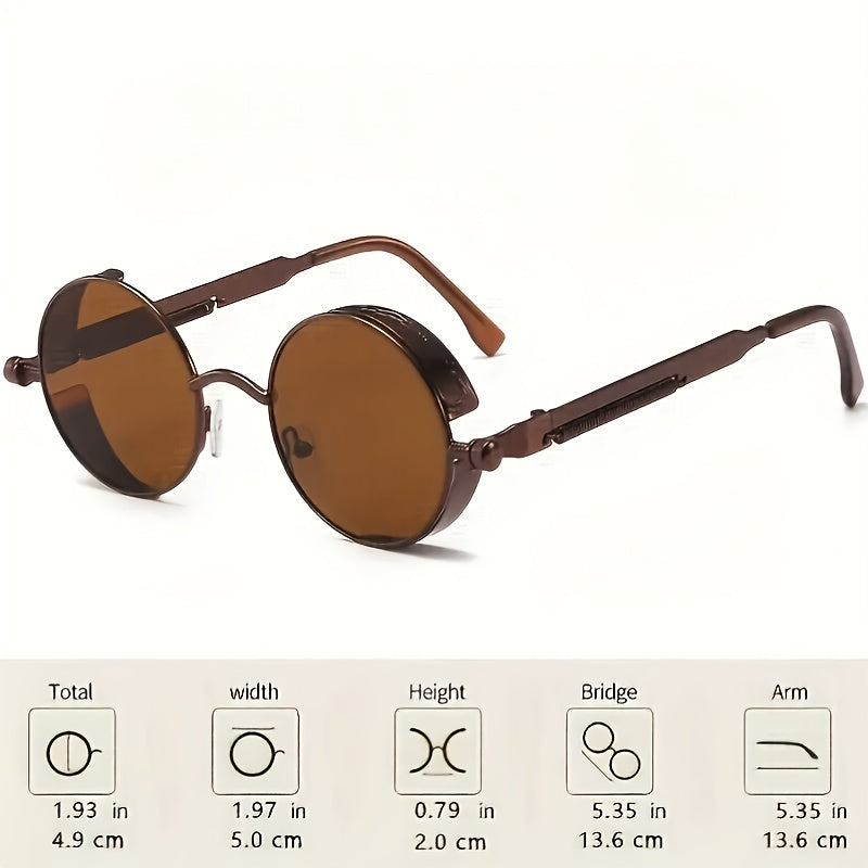 Stylish  Round Metal Frame Fashion Glasses with Spring Leg Design - Unisex Fashion Accessory for Men & Women, Perfect Gift for Casual Attire