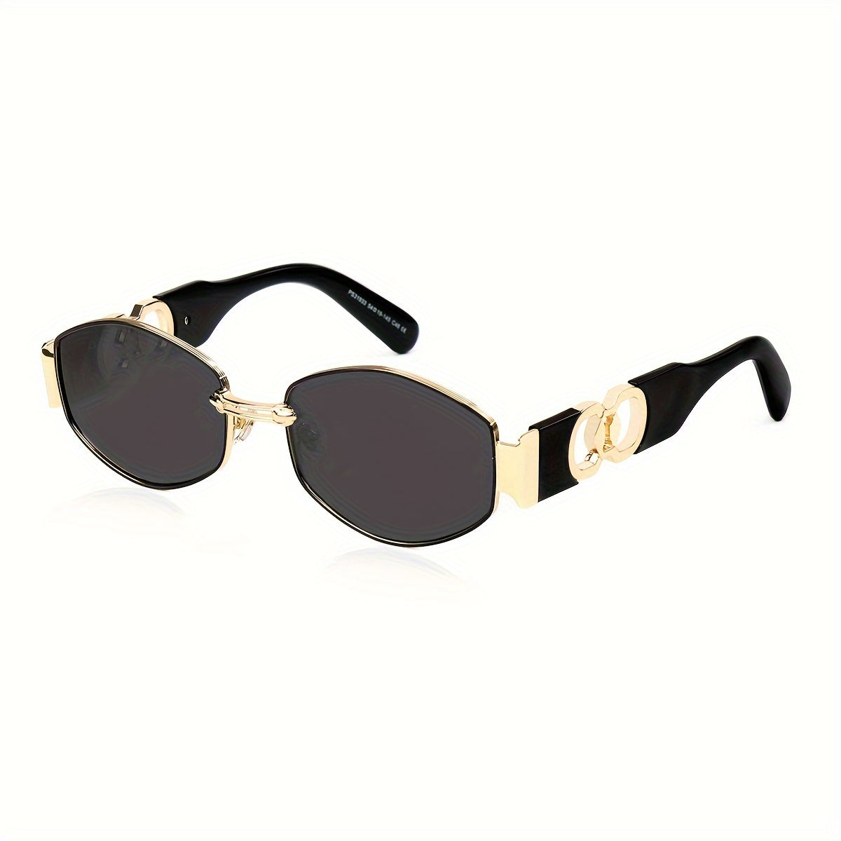 Vintage Oval Narrow Frame Sunglasses for Women and Men, Hexagonal Golden Metal Sunglasses with UV Protection