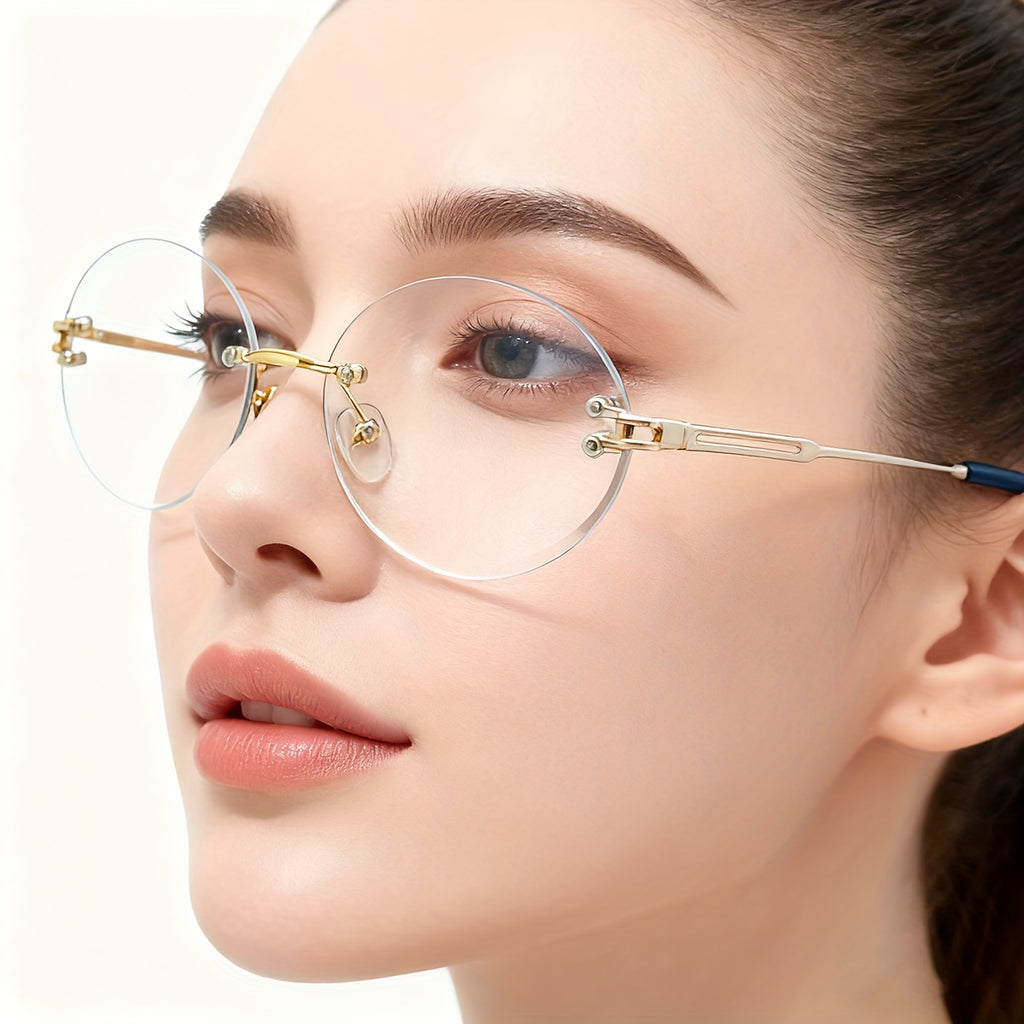 2D Flat - Trendy Oval-Shaped Glasses with Lenses, Suitable for Everyday Use, Unisex Design