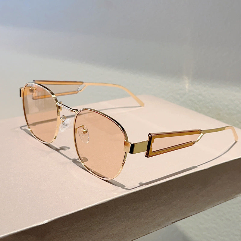 Cross-border New European and American Style Metal Oval Frame Fashion Light Luxury Retro High-end