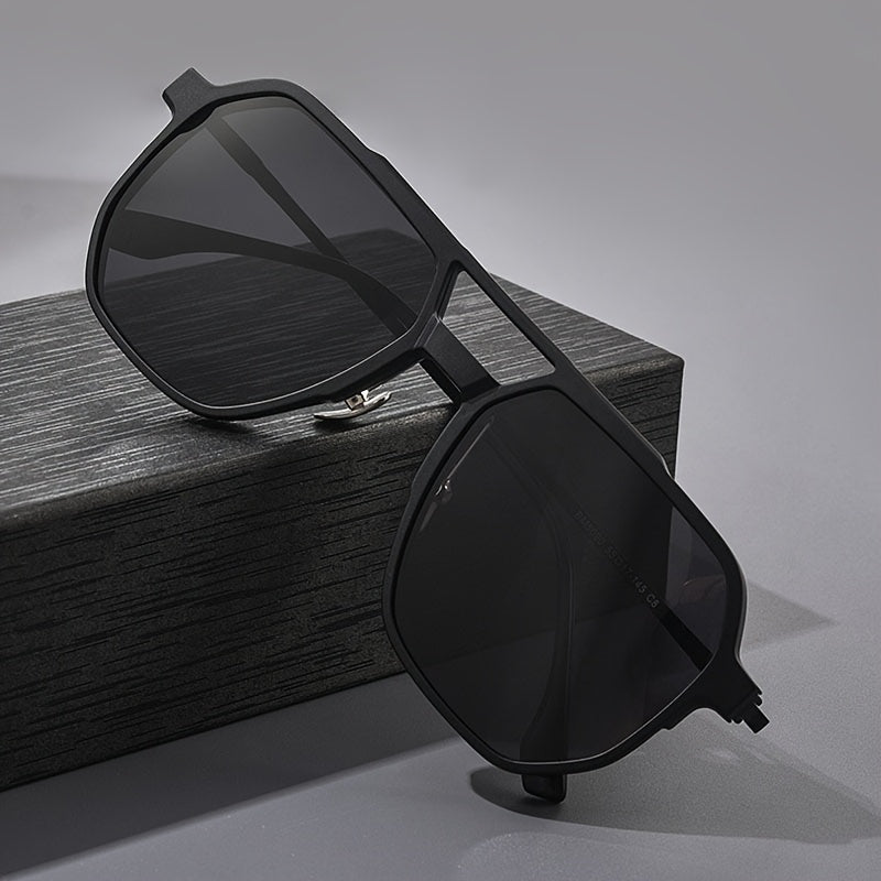 3in 1 fashionable neutral large-frame double-bridge glasses, suitable for large faces