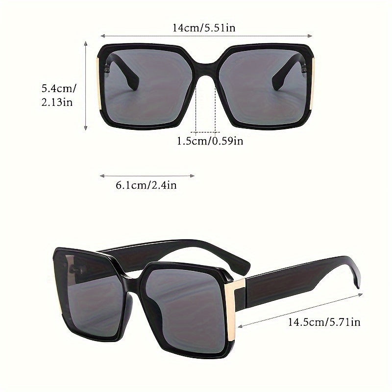 Fashionable Square Glasses Fashionable Square Glasses - Large-Sized with Mirror Lenses, Durable PC Frame & Metal Hinges - Perfect for Summer