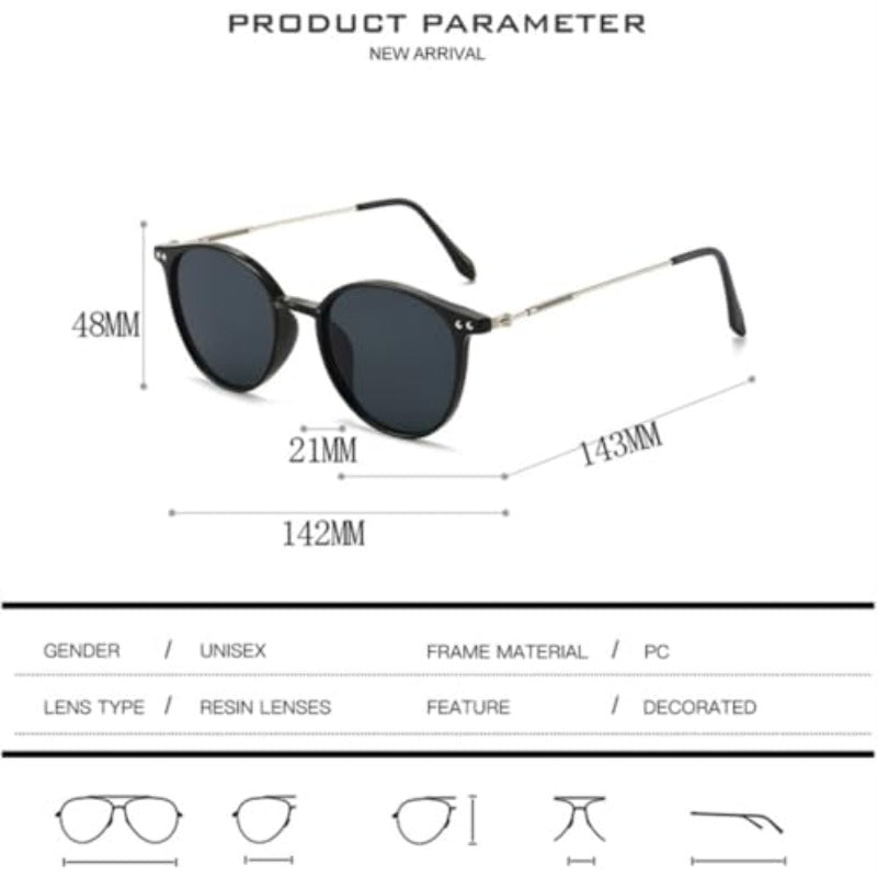 Sunglasses Uv400 Protection Metal Round Punk Rivet for Women Men Outdoor Sports and Driving