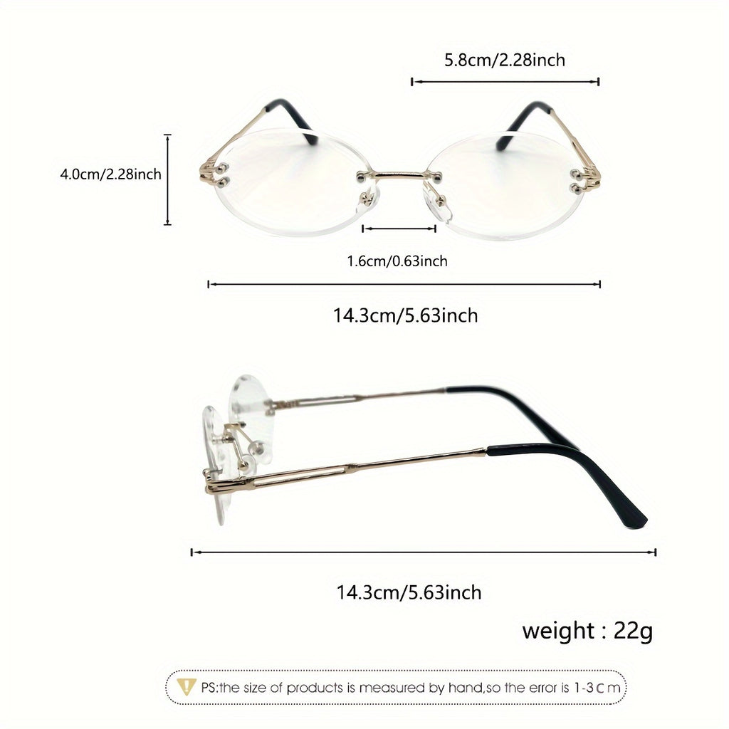 2D Flat - Trendy Oval-Shaped Glasses with Lenses, Suitable for Everyday Use, Unisex Design