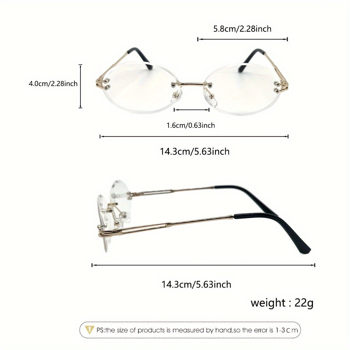 2D Flat - Trendy Oval-Shaped Glasses with Lenses, Suitable for Everyday Use, Unisex Design