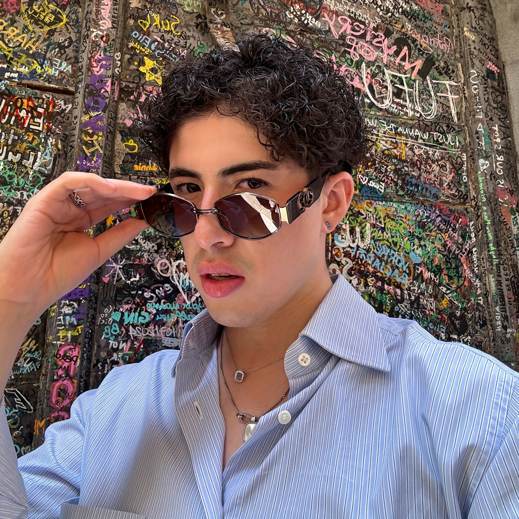 2pcs Retro Oval Unisex Fashion Sunglasses - Golden Metal Frame with Black Polarized Lenses + Brown Metal Frame with Gradient Brown Polarized Lenses - Ideal for Casual, Travel & Party - Perfect for Couples, Friends & Family