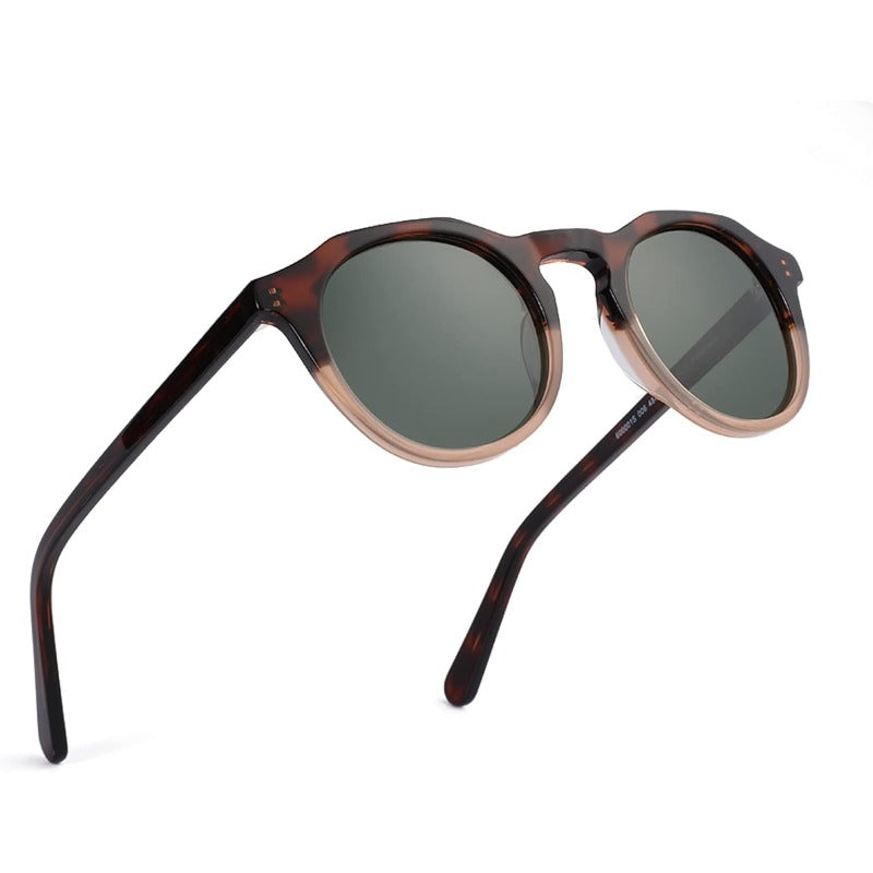 Vintage Round Polarized Fashion Glasses for Men & Women with Protection, TAC - Glasses, Wide Frame (5.43in) for outdoor, driving, Fishing, Boating - UVA\u002FUVB Blocking, Polarized for Glare & Eye