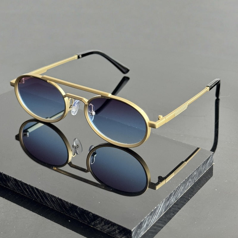 Neutral Retro Punk Glasses - Small Oval Frame Double Bridge Full Frame Design, Suitable for Daily and Party Wear - Men's and Women's Fashion Glasses, Bold Shape, Simple Style,  Single Item