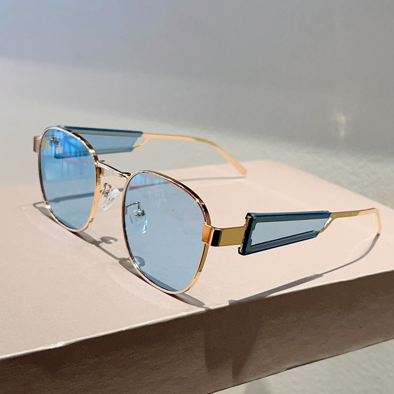 Cross-border New European and American Style Metal Oval Frame Fashion Light Luxury Retro High-end