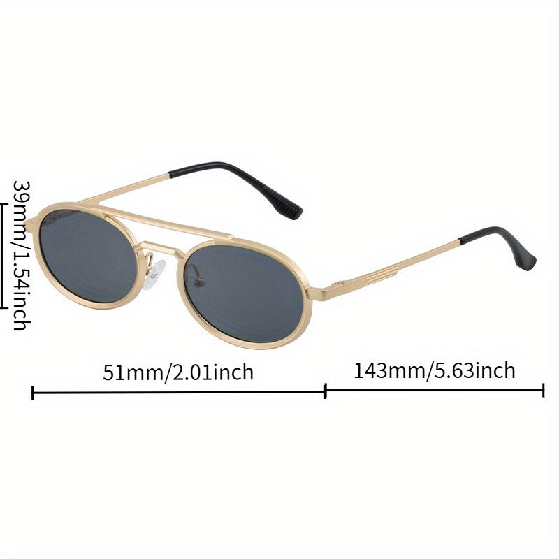 Neutral Retro Punk Glasses - Small Oval Frame Double Bridge Full Frame Design, Suitable for Daily and Party Wear - Men's and Women's Fashion Glasses, Bold Shape, Simple Style,  Single Item