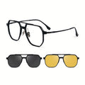 3in 1 fashionable neutral large-frame double-bridge glasses, suitable for large faces