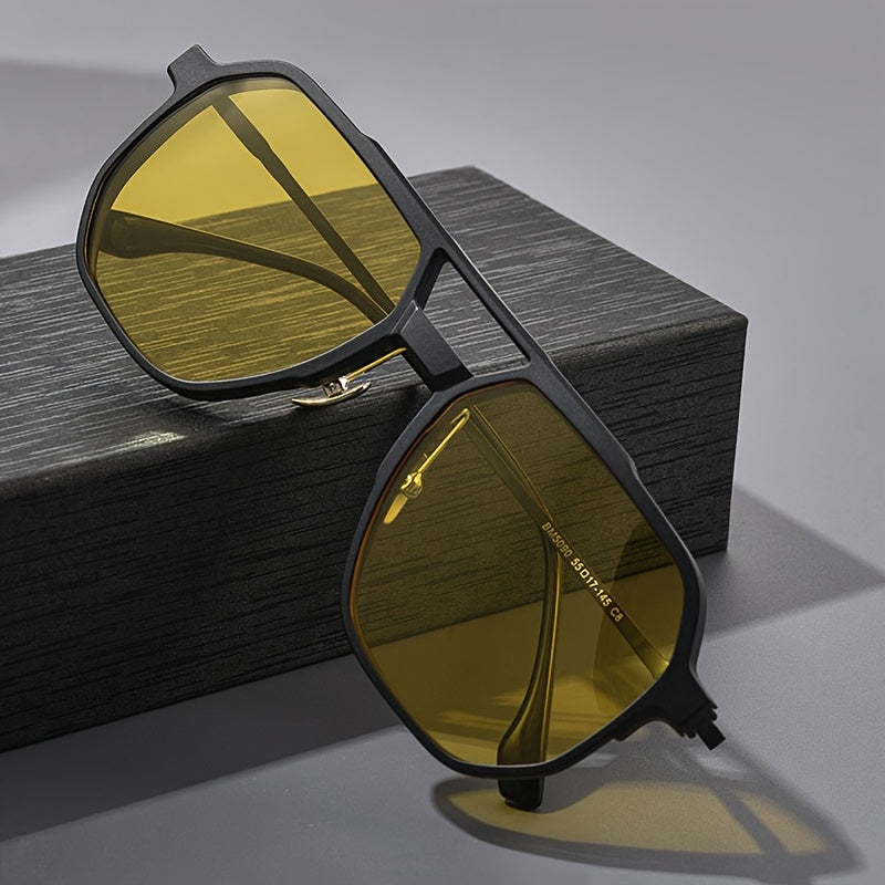 3in 1 fashionable neutral large-frame double-bridge glasses, suitable for large faces