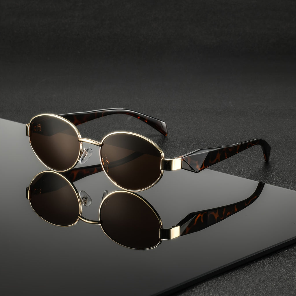 1 Pair of Men'S Metal Oval, Small, Exquisite, High-End, Temperament, Versatile, Literary Style, Lightweight, Trendy, Casual, Personalized, Fashionable Glasses