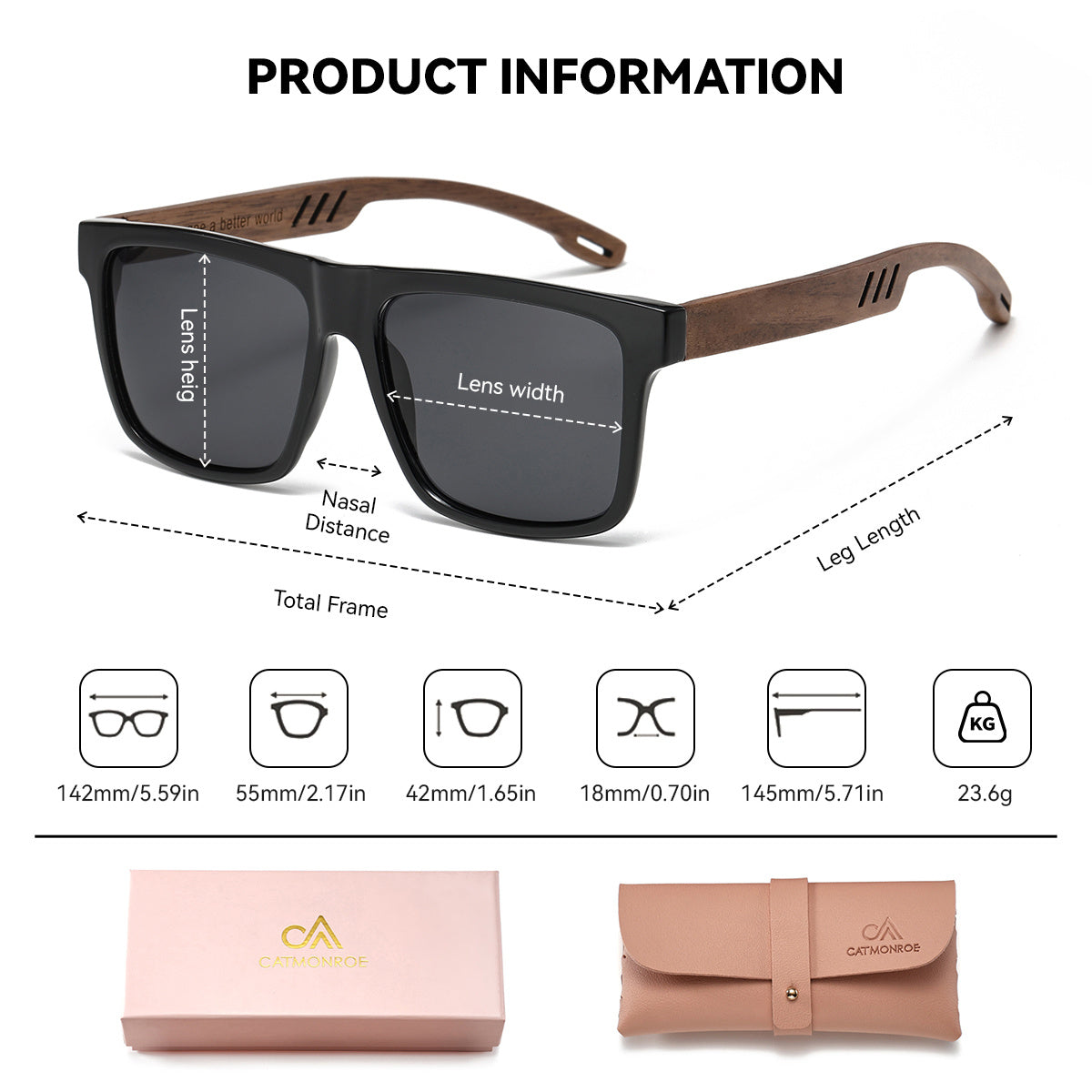 CATMONROE Lightweight And Comfortable Retro Fashion Glasses with Fashionable Decoration And Square Frame to Reduce Glare And Prevent Rays. Perfect Brand Packaging for Thanksgiving And Christmas Gifts