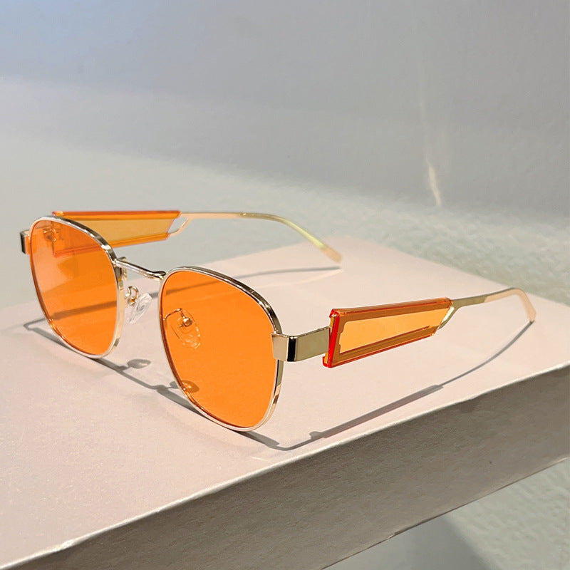 Cross-border New European and American Style Metal Oval Frame Fashion Light Luxury Retro High-end